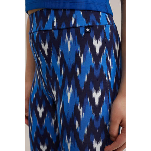 WE Fashion broek met all over print blauw Meisjes Viscose All over print 98