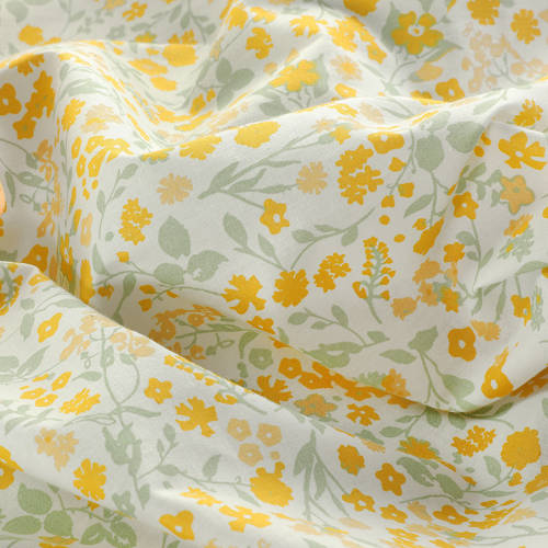 NOUS Kids katoenen dekbedovertrek 1 persoons (140x200 cm) Geel Bloemen