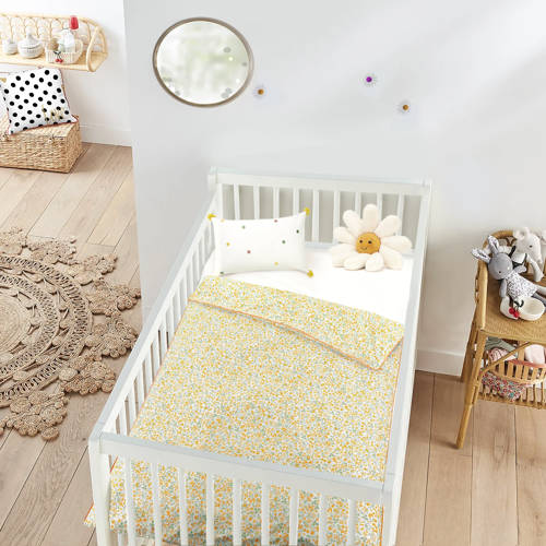 NOUS Kids katoenen dekbedovertrek baby (100x135 cm) Geel Bloemen