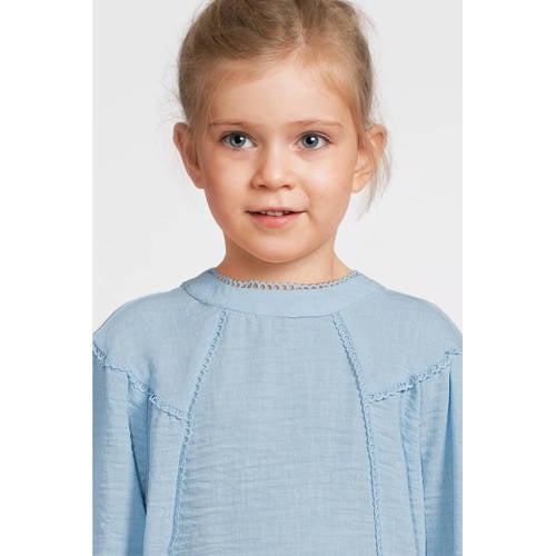 VERO MODA GIRL top VMCHRIS lichtblauw Meisjes Polyester Ronde hals Effen 116