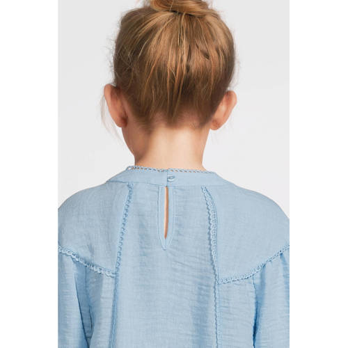 VERO MODA GIRL top VMCHRIS lichtblauw Meisjes Polyester Ronde hals Effen 116