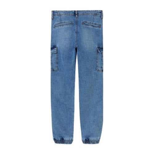 name it KIDS cargojeans NKMRYAN medium blue denim Blauw Effen 116