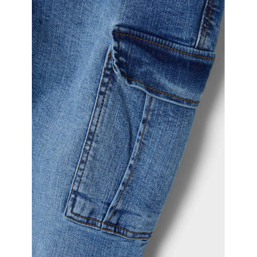 name it KIDS cargojeans NKMRYAN medium blue denim Blauw Effen 116