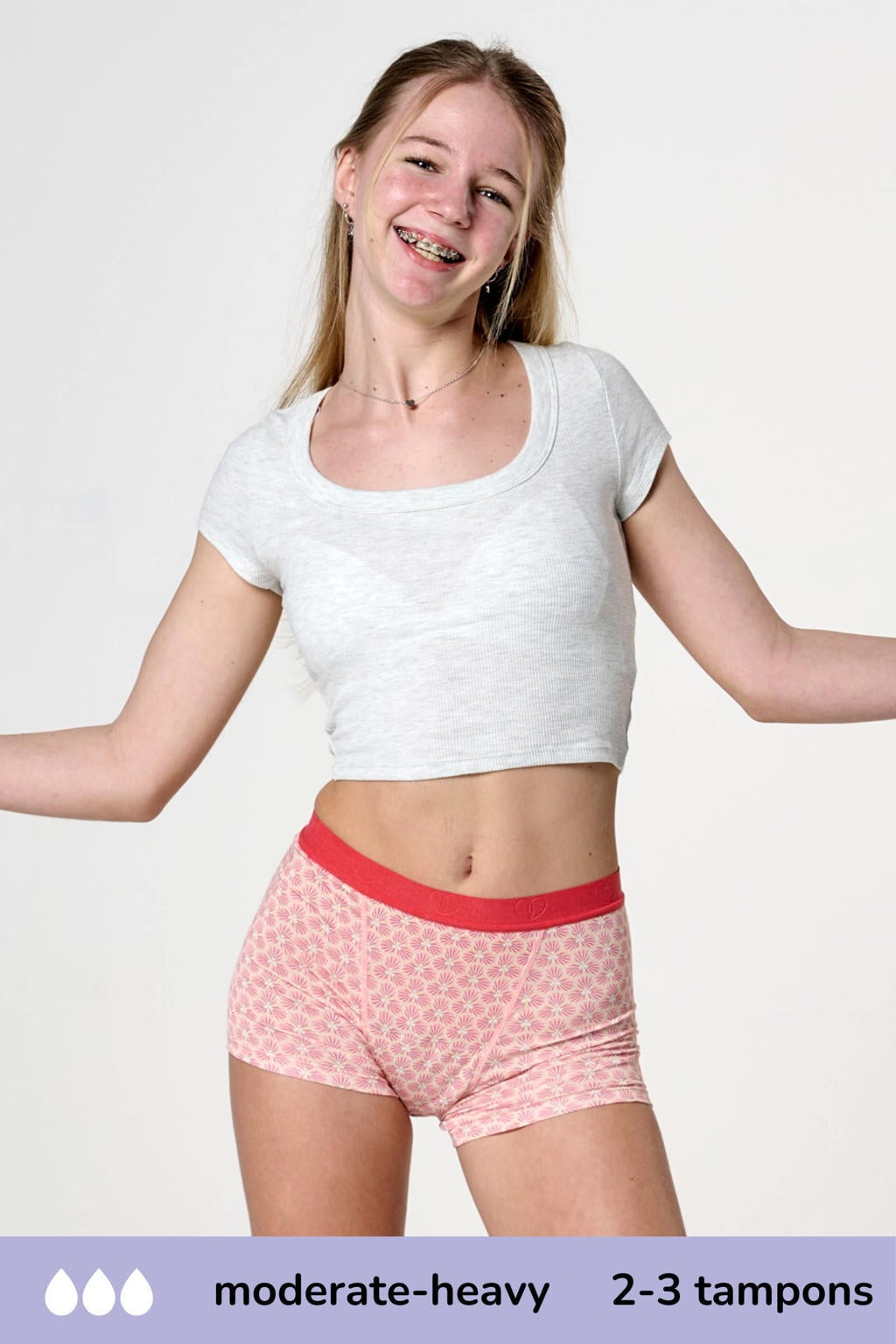 Moodies Undies boyshort menstruatieslip medium/heavy roze