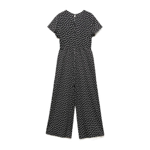 Mango Kids jumpsuit met stippen zwart Meisjes Polyester Ronde hals Stip 116