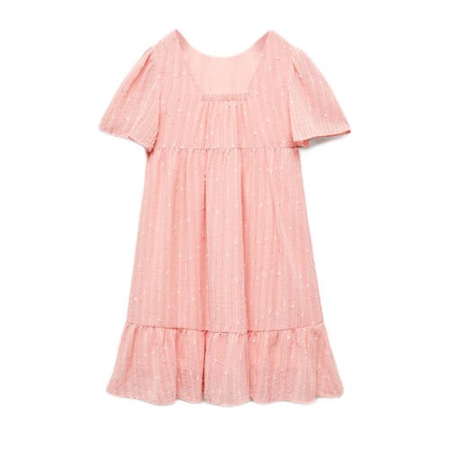 Mango Kids jurk roze Meisjes Polyester Ronde hals Effen