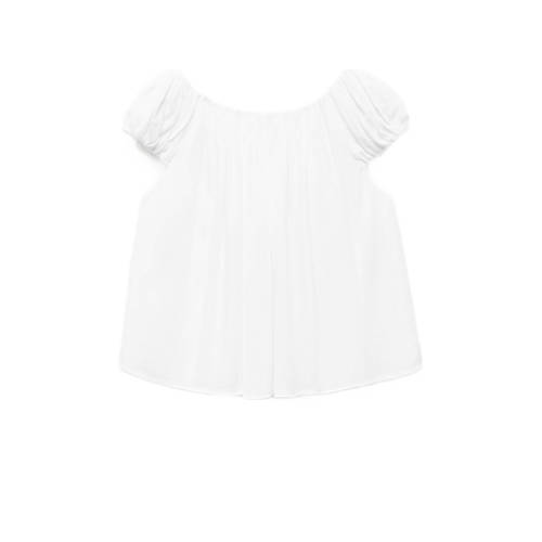 Mango Kids top wit Meisjes Viscose Boothals Effen 134