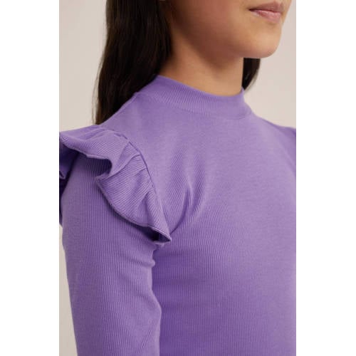 WE Fashion longsleeve purple pillow Paars Meisjes Stretchkatoen Ronde hals 110 116