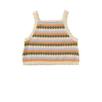 thumbnail: , groen en lilakleurige meisjes Your Wishes gebreide crop top Rosa patroon offwhite met vierkante hals