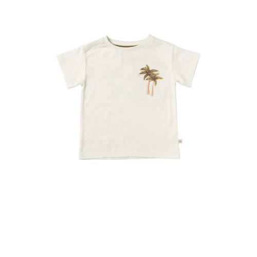 Your Wishes T-shirt Ezra met backprint offwhite groen Jongens Stretchkatoen Ronde hals 92