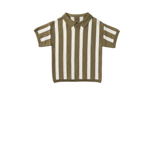 Your Wishes gestreept fijngebreid T-shirt Ramon met ingebreid patroon olijfgroen/offwhite Jongens Katoen Widespread