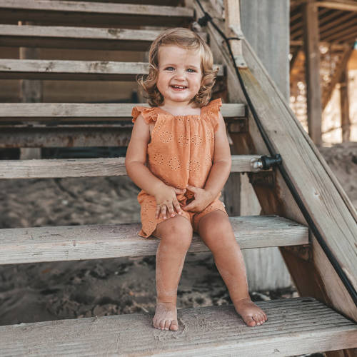 Your Wishes playsuit Ruby oranje Meisjes Katoen Vierkante hals Effen 122