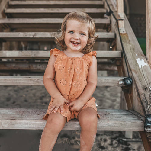 Your Wishes playsuit Ruby oranje Meisjes Katoen Vierkante hals Effen 122
