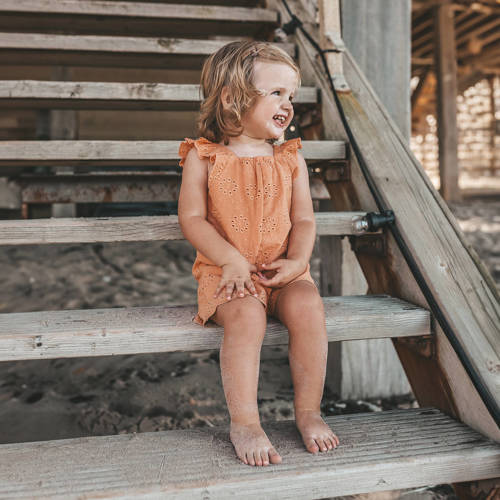 Your Wishes playsuit Ruby oranje Meisjes Katoen Vierkante hals Effen 122