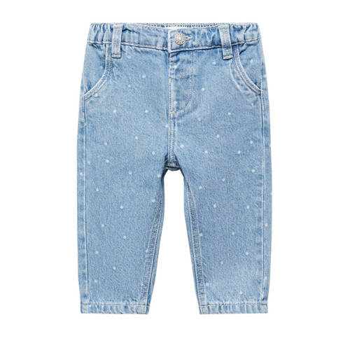 Mango Kids relaxed jeans met stippen changeant blauw Meisjes Denim Stip