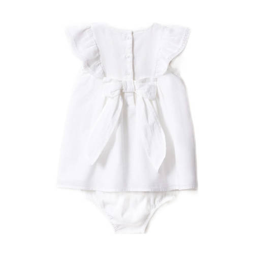 Mango Kids baby jurk naturel wit Meisjes Katoen Ronde hals Effen 74