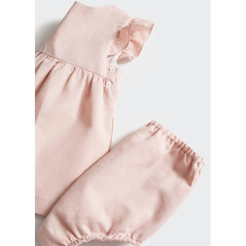 Mango Kids jurk met linnen roze Effen 62 | Jurk van