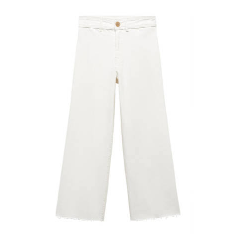 Mango Kids high waist wide leg jeans wit Meisjes Stretchdenim Effen - 152(XXS)