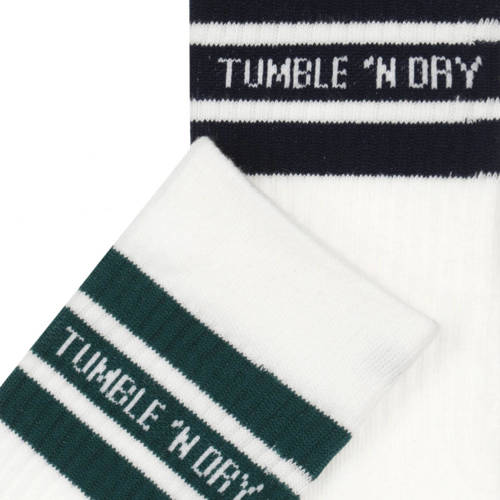Tumble 'n Dry sokken set van 2 paar wit donkergroen zwart met streep Stretchkatoen 35 38