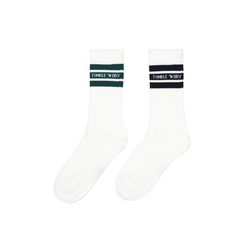 Tumble 'n Dry sokken - set van 2 paar wit/donkergroen/zwart met streep Jongens/Meisjes Stretchkatoen