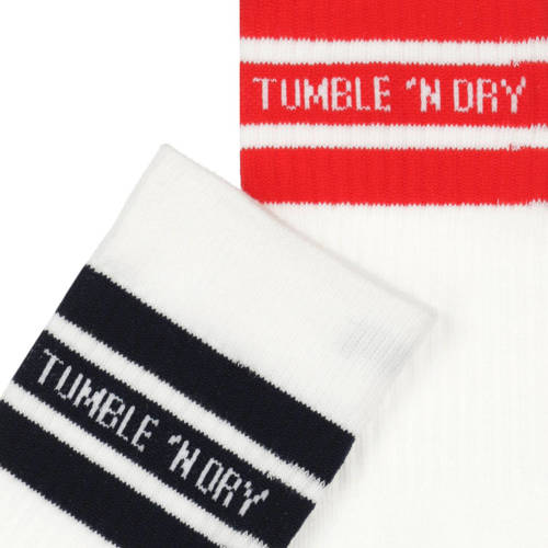 Tumble 'n Dry sokken set van 2 paar wit rood zwart met streep Jongens Meisjes Stretchkatoen 31 34