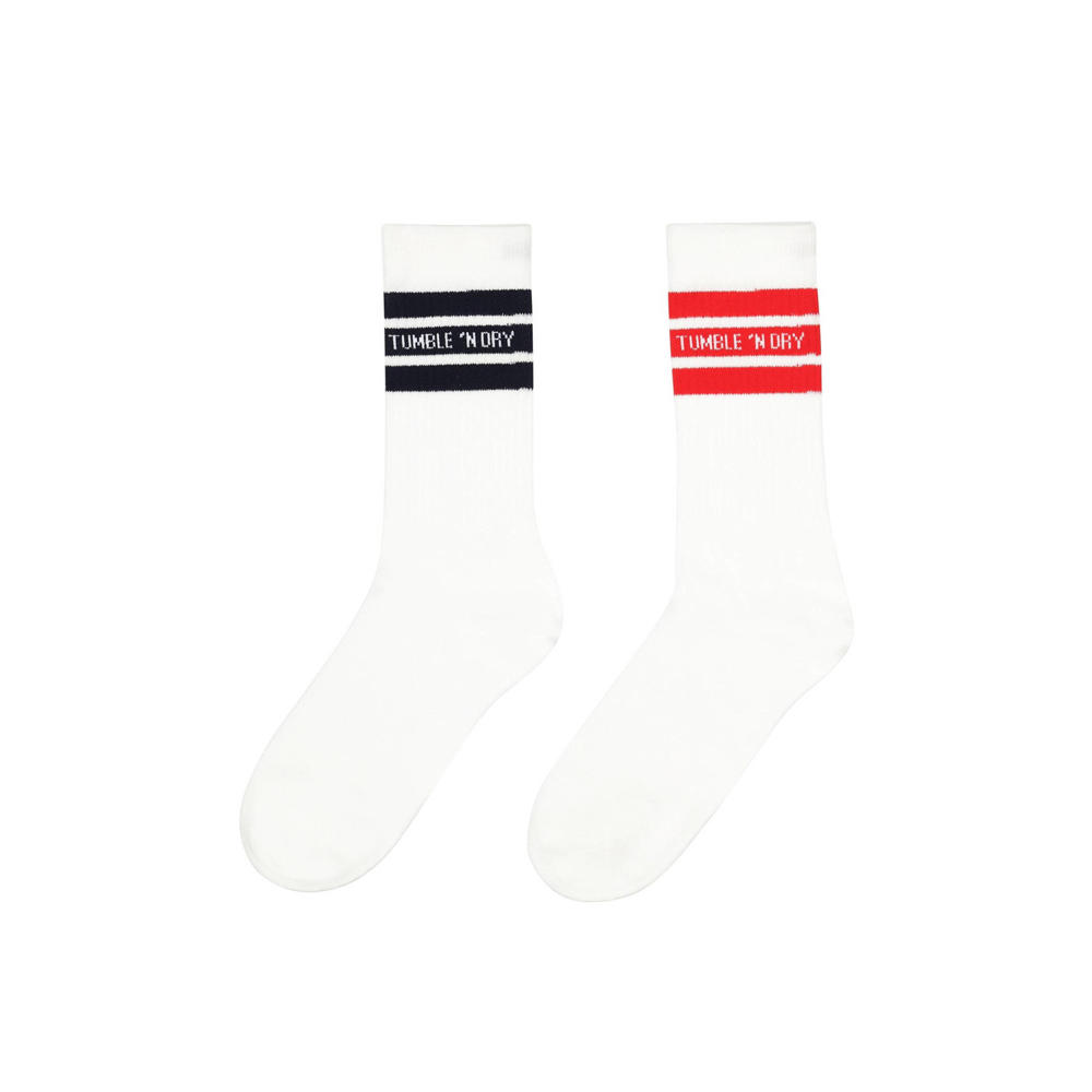 Tumble 'n Dry sokken - set van 2 paar wit/rood/zwart met streep