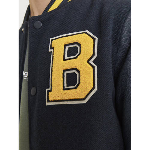 jack & jones JUNIOR bomberjack JORCOLLEGE met printopdruk donkerblauw Jas Jongens Polyester Ronde hals 128