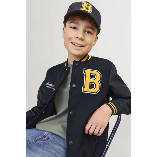 Jack & jones JUNIOR bomberjack JORCOLLEGE met printopdruk donkerblauw Jas Jongens Polyester Ronde hals 128