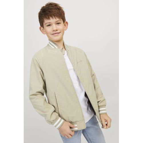 Jack & jones JUNIOR bomberjack zomer JORLUCCA beige Jas Jongens Gerecycled polyester Ronde hals 128