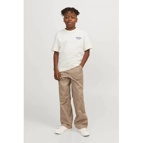jack & jones JUNIOR T-shirt JORSANTORINI met backprint offwhite Wit Jongens Katoen Ronde hals 128