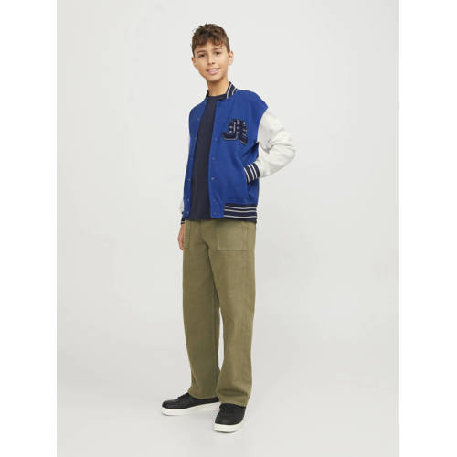 jack & jones JUNIOR sweatvest JORCOLE VARSITY hardblauw wit Meerkleurig 128