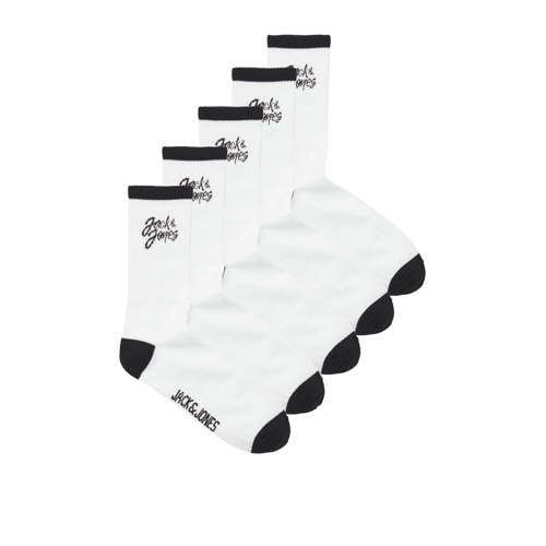 JACK & JONES JUNIOR sokken - set van 5 wit/zwart Jongens Katoen Logo