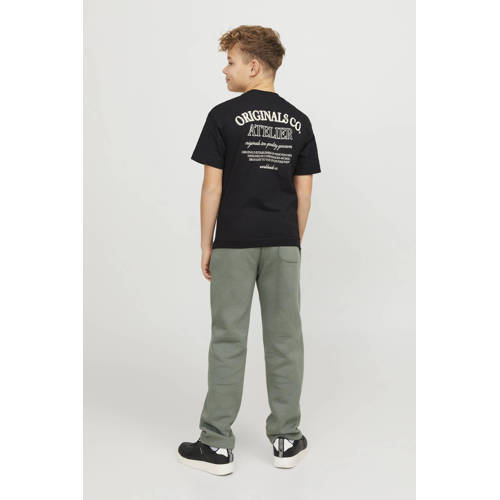 jack & jones JUNIOR T-shirt JORSANTORINI met backprint zwart Jongens Katoen Ronde hals 140