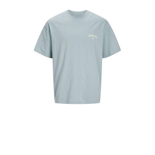 JACK & JONES JUNIOR T-shirt JORSANTORINI met backprint lichtblauw Jongens Katoen Ronde hals