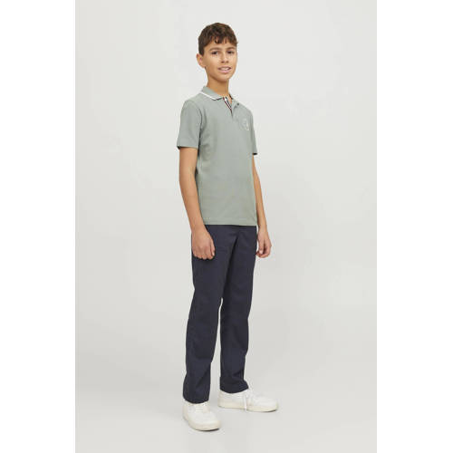 jack & jones JUNIOR polo JPRBLUSHIELD met printopdruk zachtgroen Jongens Katoen Polokraag 128