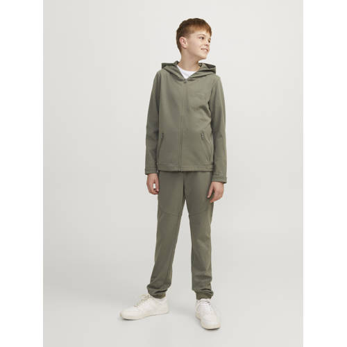 jack & jones JUNIOR low waist slim fit joggingbroek JPSTWILL JJENCLOUD licht armygroen Jongens Sweat 128