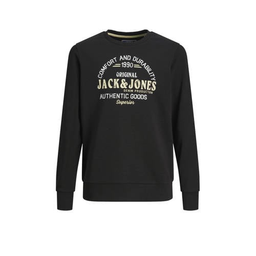 JACK & JONES JUNIOR sweater JJMINDS met logo zwart Logo