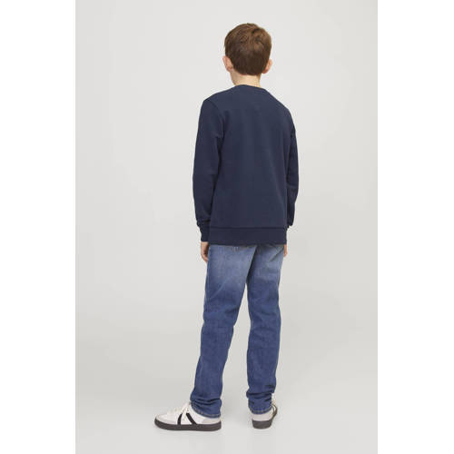 jack & jones JUNIOR sweater JJMINDS met logo donkerblauw Logo 116