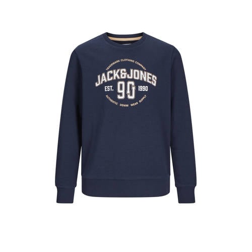JACK & JONES JUNIOR sweater JJMINDS met logo donkerblauw Logo