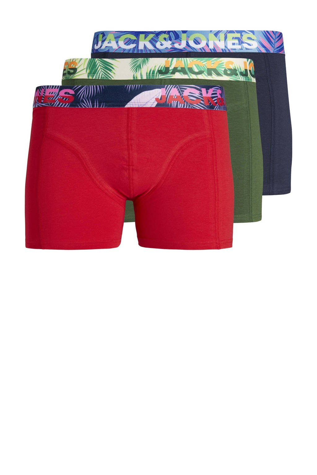 boxershort JACPAW - set van 3 rood/donkerblauw/groen