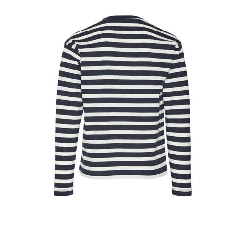 VERO MODA GIRL gestreepte longsleeve VMGRO donkerblauw wit Meisjes Katoen Ronde hals 116