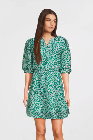 jurk met dierenprint groen