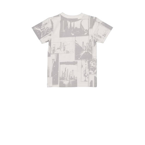 Quapi T-shirt YARI met all over print lichtgrijs Jongens Stretchkatoen Ronde hals 92