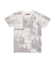 thumbnail: Grijze jongens Quapi T-shirt van stretchkatoen met korte mouwen en ronde hals