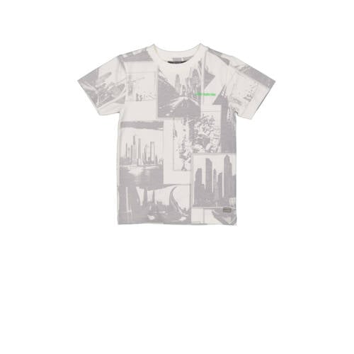Quapi T-shirt YARI met all over print lichtgrijs Jongens Stretchkatoen Ronde hals - 104
