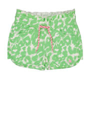 thumbnail: Lichtgroen en witte meisjes Quapi regular fit casual short van stretchkatoen met elastische tailleband met koord en panterprint