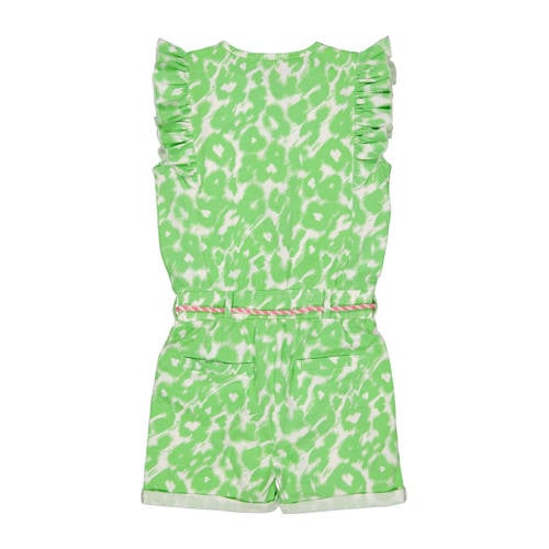 Quapi playsuit YASMIN met dierenprint lichtgroen wit Meisjes Stretchkatoen Ronde hals 98