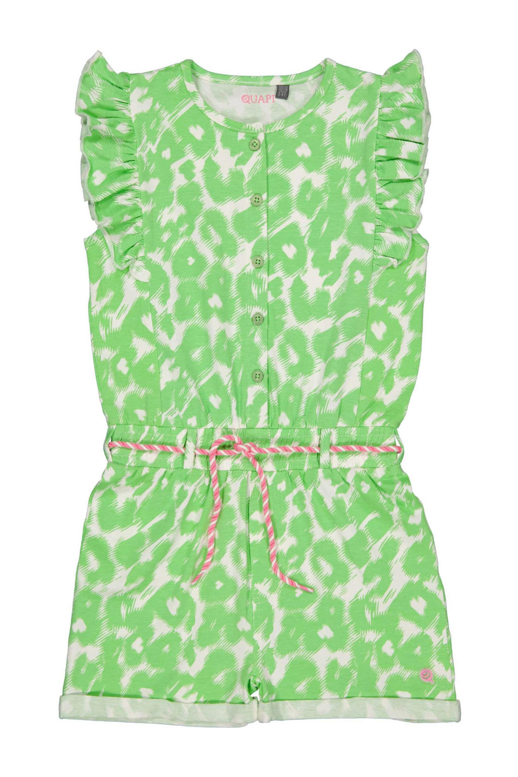 Quapi playsuit YASMIN met dierenprint lichtgroen/wit
