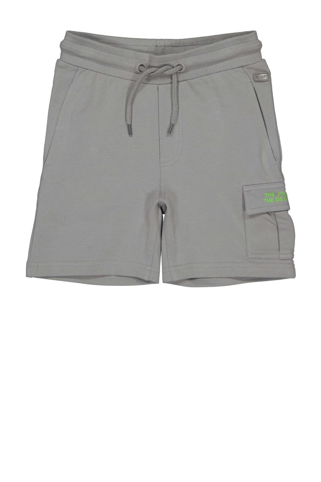 Grijze jongens Quapi regular fit sweatshort van stretchkatoen met elastische tailleband met koord en effen