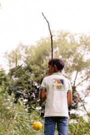 thumbnail: Quapi T-shirt BAUKE met backprint wit/groen